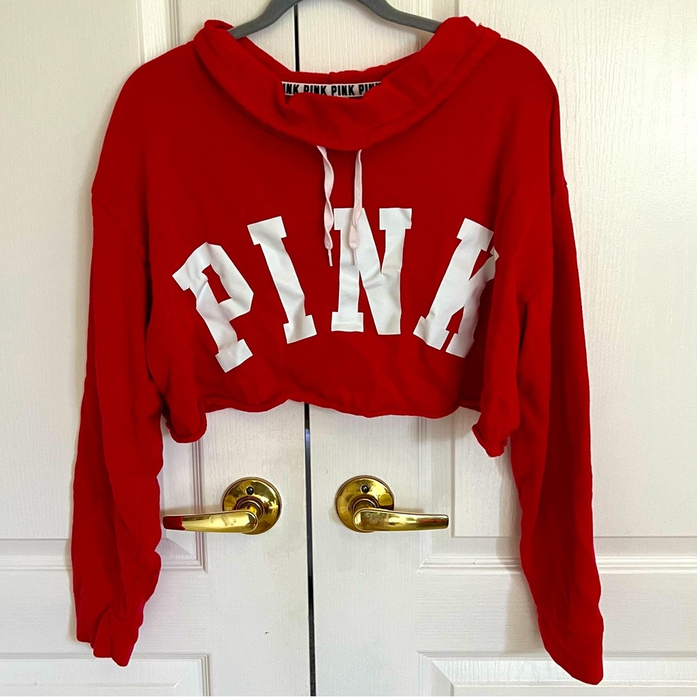 PINK red cropped sweatshirt